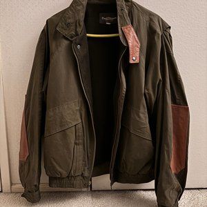 Vintage Paul Stuart Medium Green Leather Jacket w/ Cotton Lining